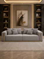Colossal Modern Gray Cotton & Linen Upholstered Sofa