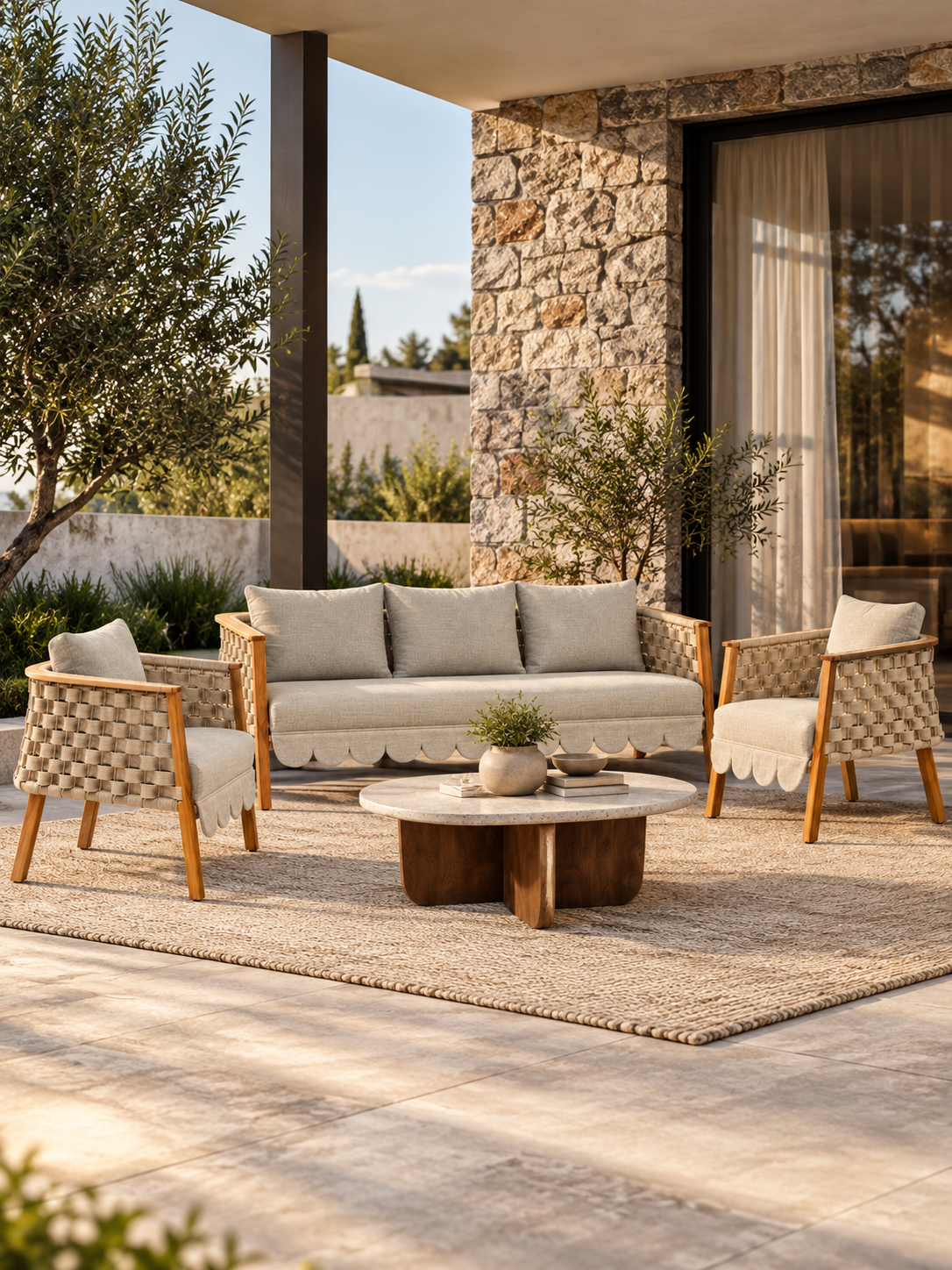The Erica Outdoor Sofa — Luxury Teak Wood Lounge Sofa