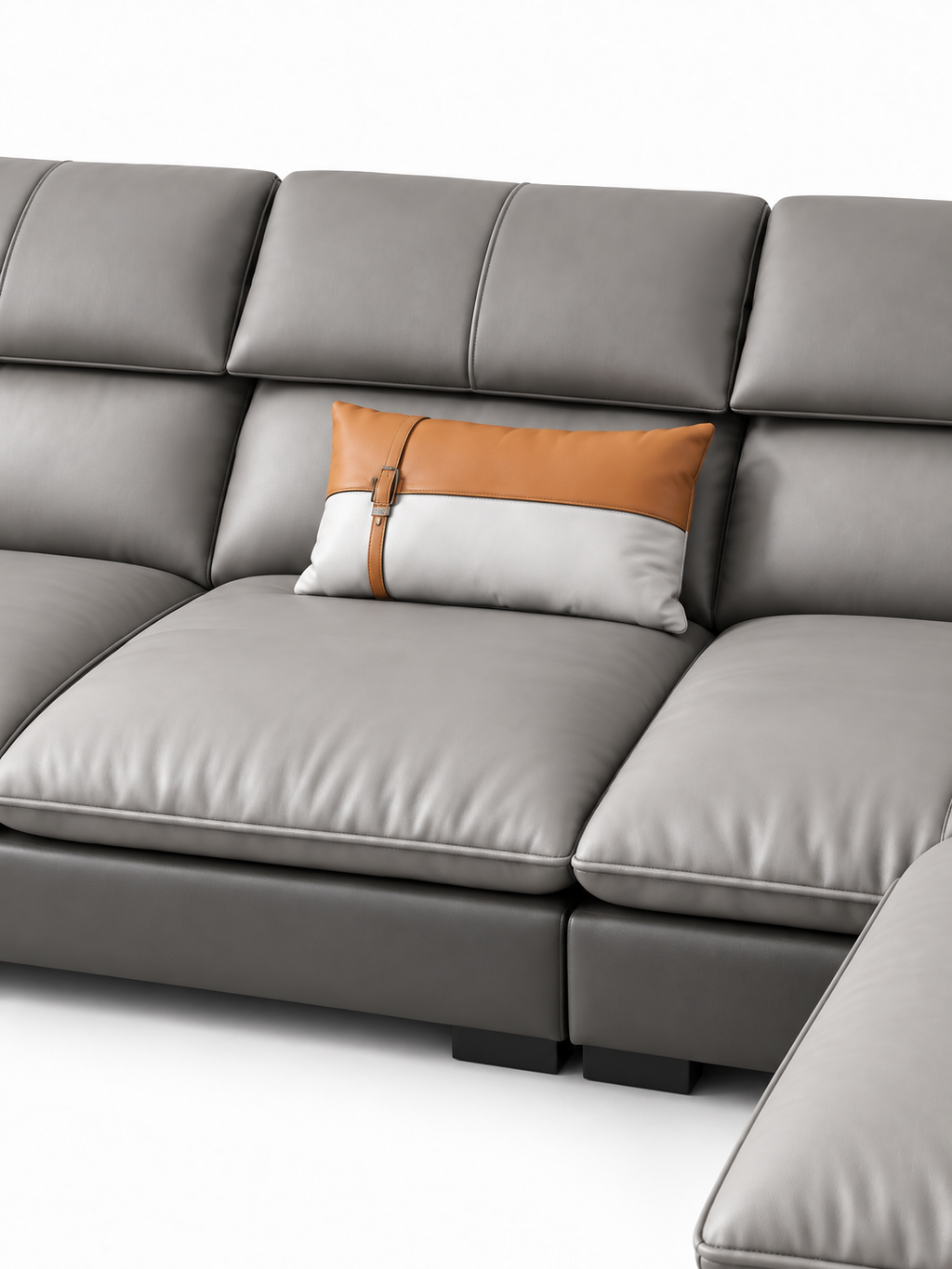 The Gravelle Sofa — Luxury Modern Grey Leather 7 Seater Sectional Sofa