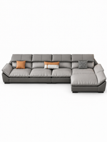 The Gravelle Sofa — Luxury Modern Grey Leather 7 Seater Sectional Sofa