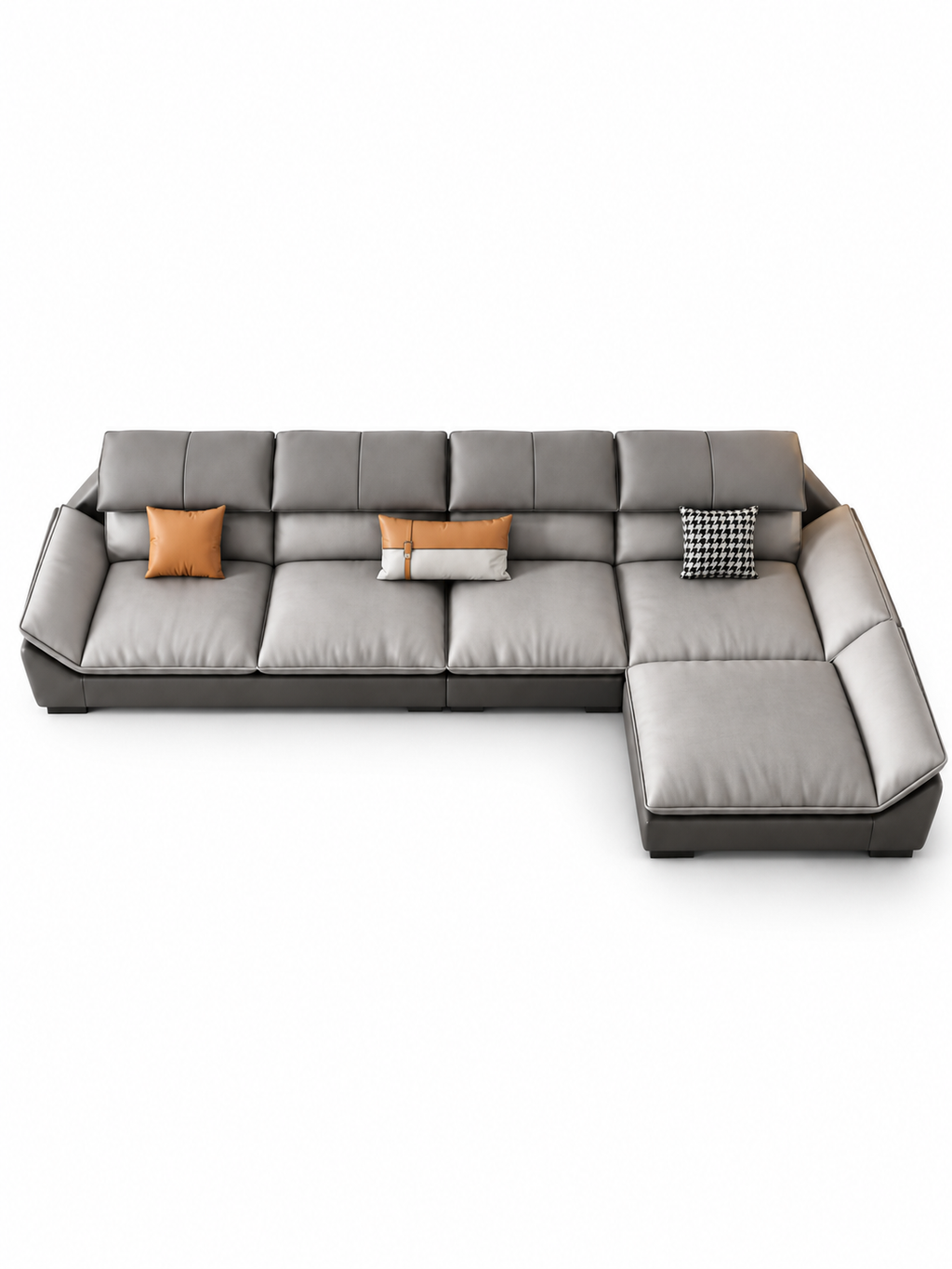 The Gravelle Sofa — Luxury Modern Grey Leather 7 Seater Sectional Sofa