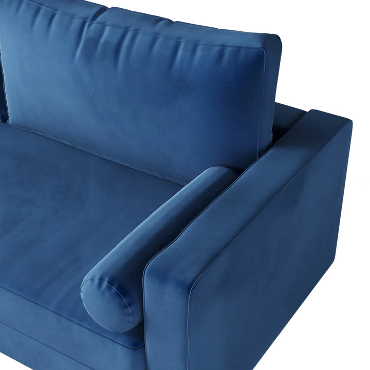Lauren Royal Blue Suede Fabric Modern Sofa