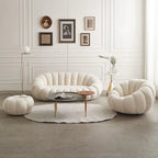 Ace Luxury Modern Pumpkin Suede Rounded Sofa Set