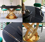 Blaze Luxurious Italian-Style Marble Round Premium Dining Table with Stainless Steel Accents Chair