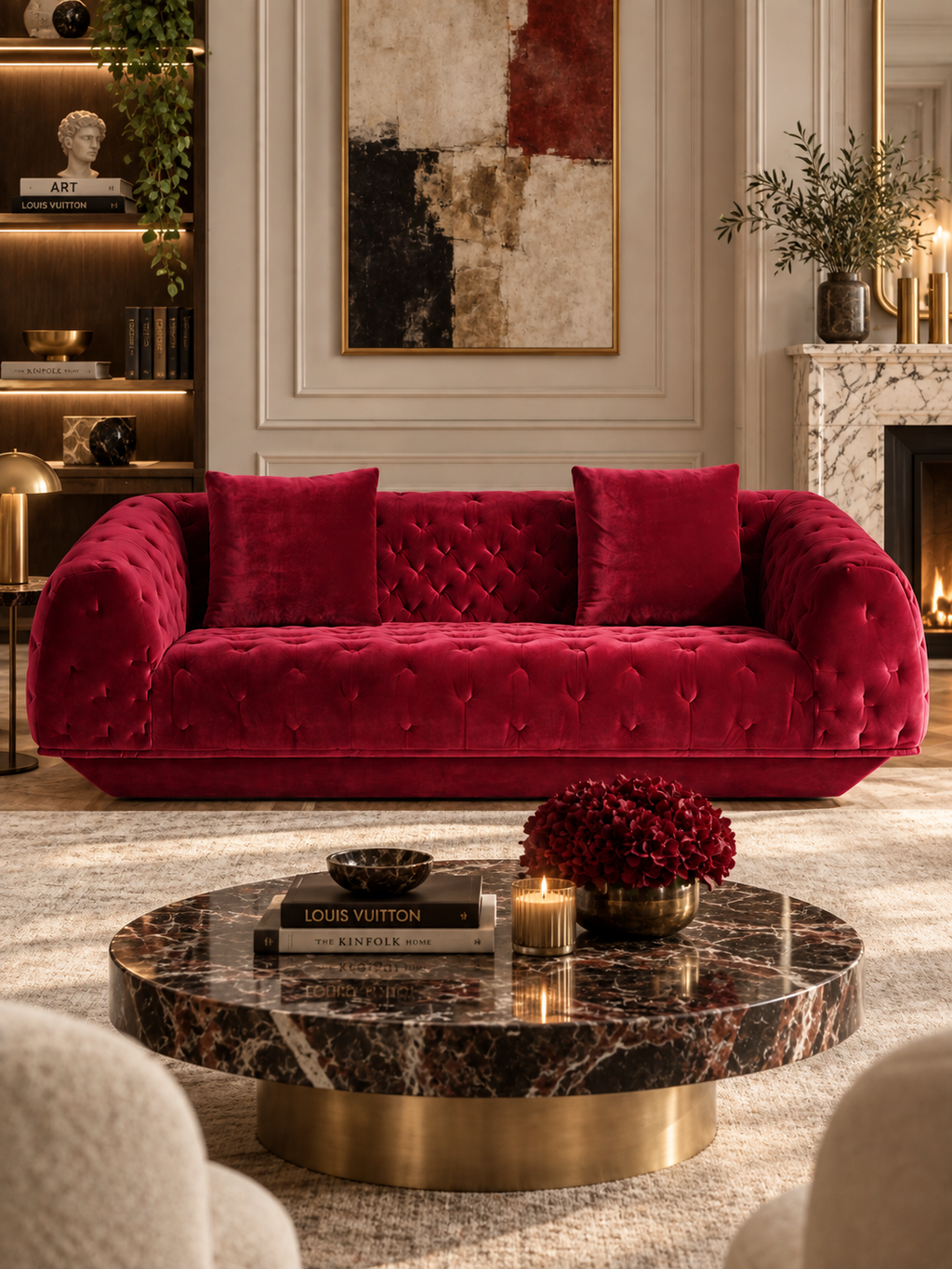 The Fuchsia Regent Sofa — Luxury Tufted Velvet 3 Seater Sofa