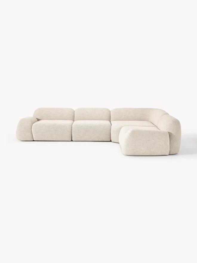 The Dune Corner Sofa — Low-Profile Curves, White Bouclé Upholstery