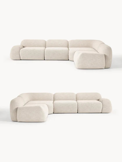 The Dune Corner Sofa — Low-Profile Curves, White Bouclé Upholstery