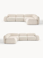 The Dune Corner Sofa — Low-Profile Curves, White Bouclé Upholstery