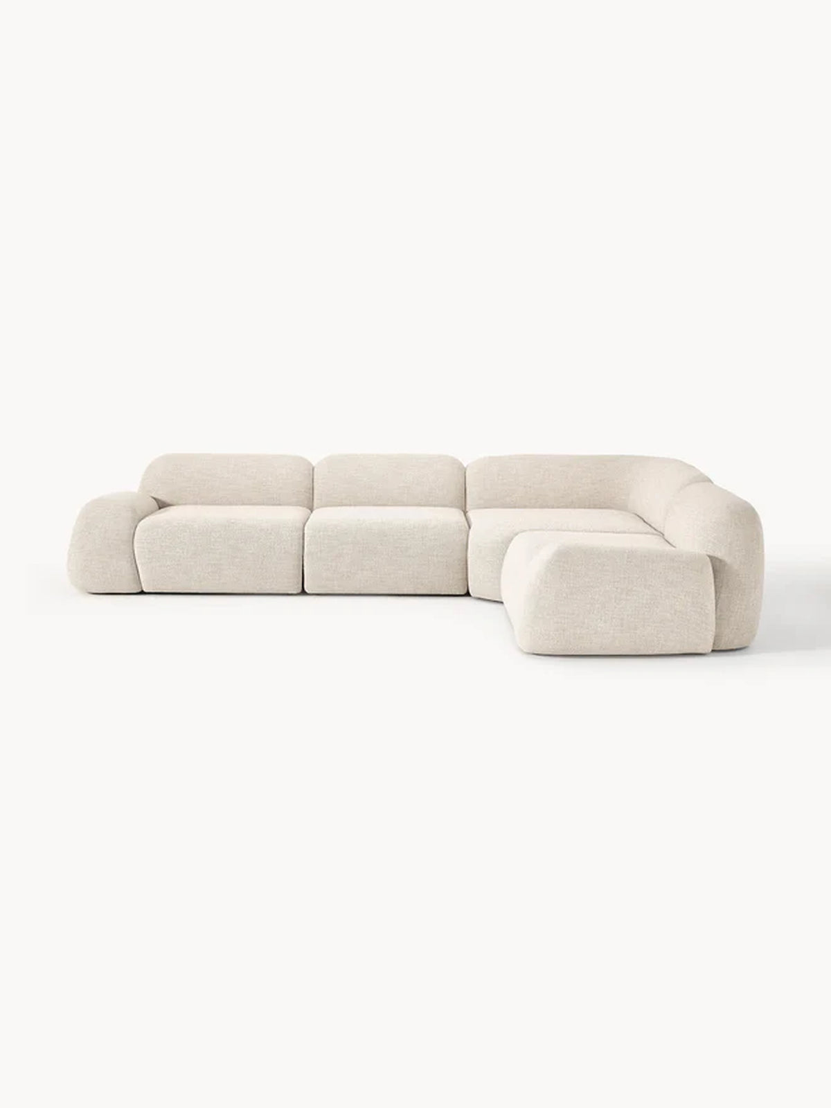 The Dune Corner Sofa — Low-Profile Curves, White Bouclé Upholstery