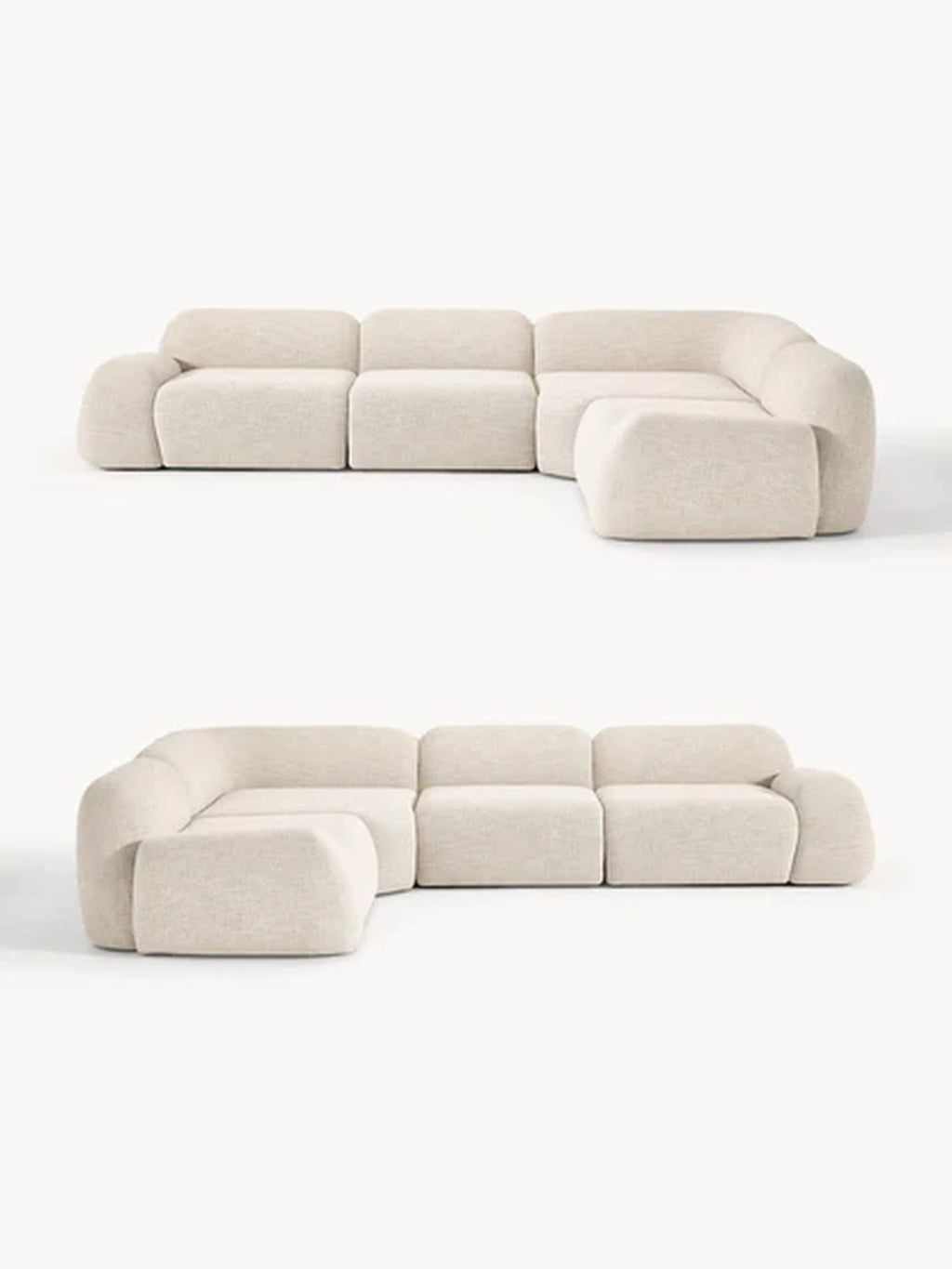 The Dune Corner Sofa — Low-Profile Curves, White Bouclé Upholstery