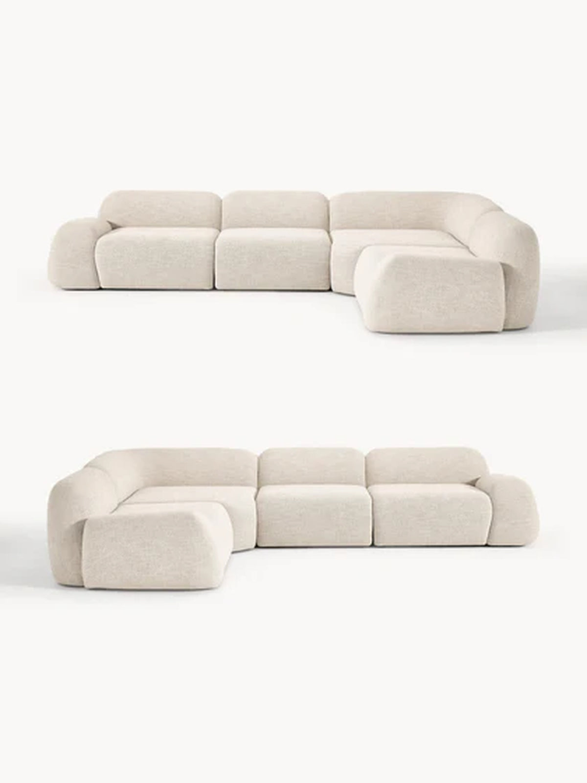 The Dune Corner Sofa — Low-Profile Curves, White Bouclé Upholstery