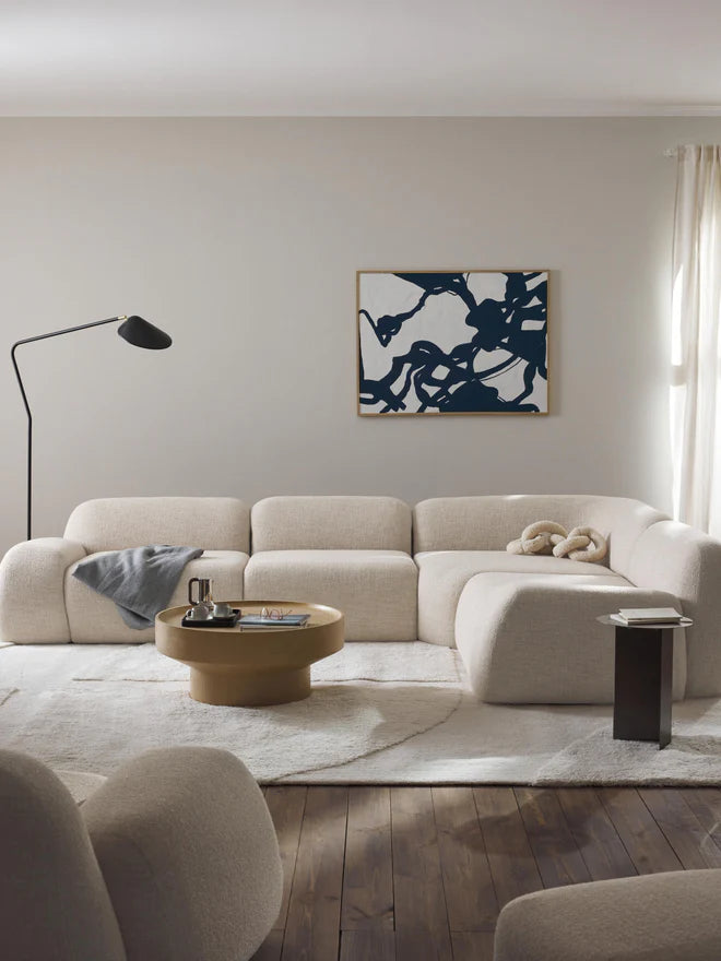 The Dune Corner Sofa — Low-Profile Curves, White Bouclé Upholstery