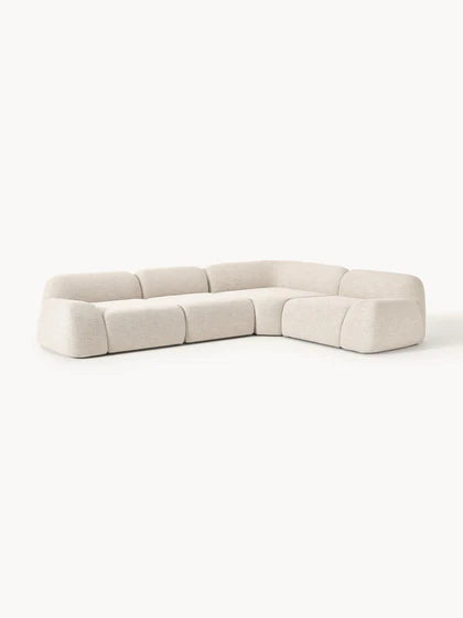 The Dune Corner Sofa — Low-Profile Curves, White Bouclé Upholstery