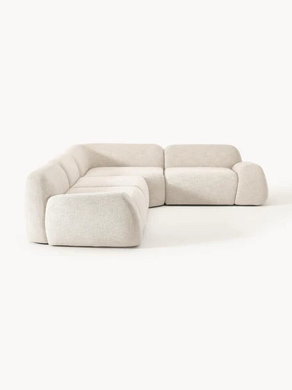 The Dune Corner Sofa — Low-Profile Curves, White Bouclé Upholstery