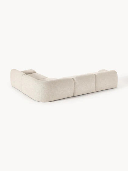 The Dune Corner Sofa — Low-Profile Curves, White Bouclé Upholstery