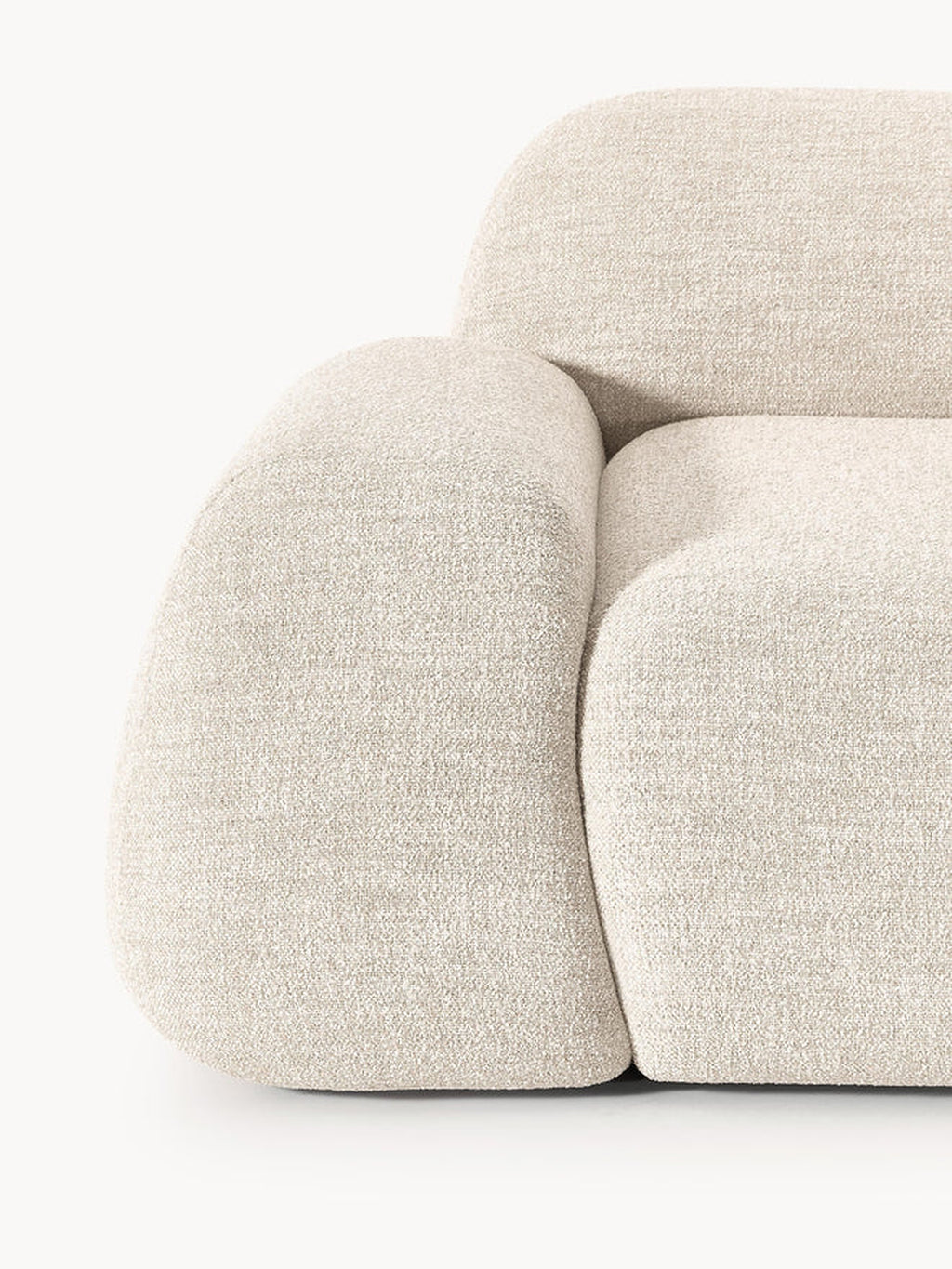 The Dune Corner Sofa — Low-Profile Curves, White Bouclé Upholstery