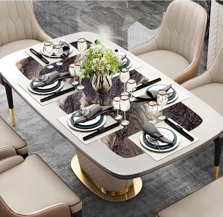 Aria Luxury Contemporary design Marble Dining Table Rectangular Table