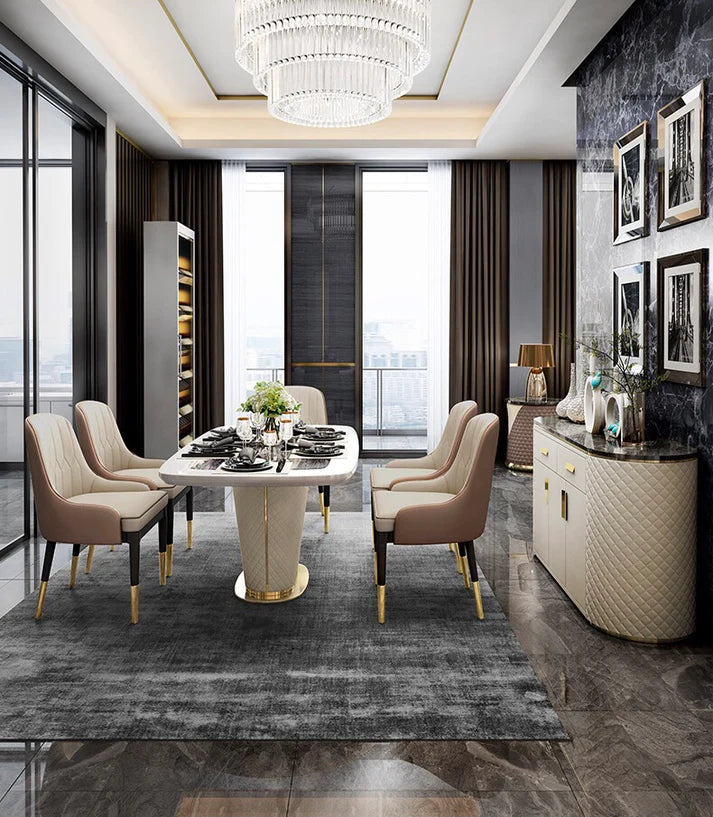 Aria Luxury Contemporary design Marble Dining Table Rectangular Table