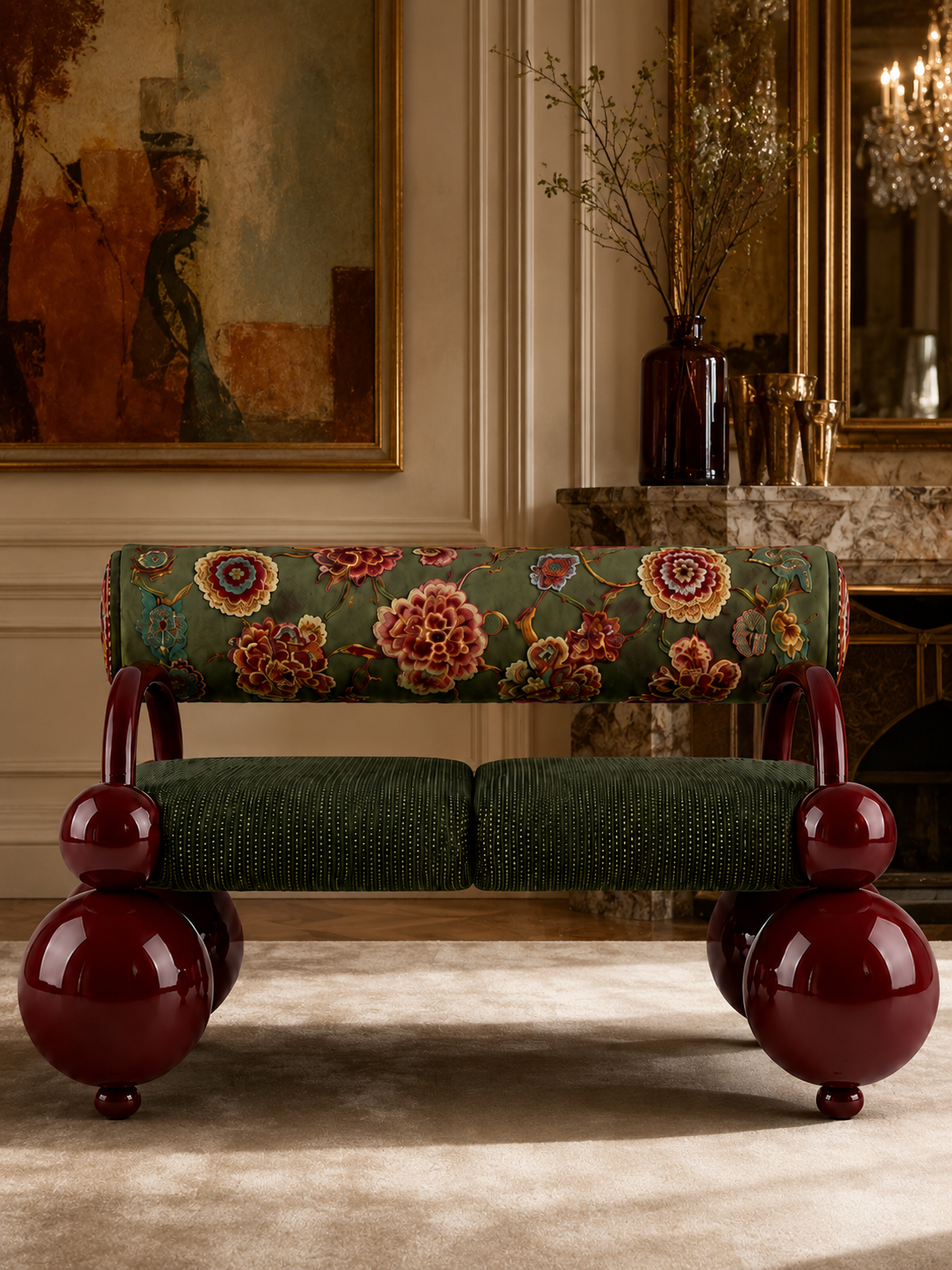 The Gulnaar Sofa — Luxury Teak Wood 2 Seater Sofa