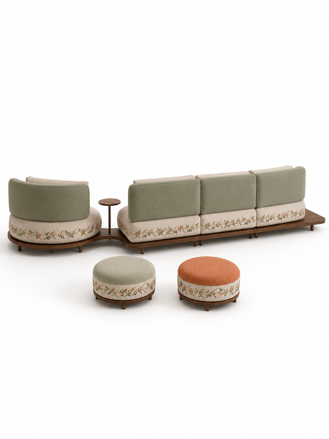 The Florenza Sofa Set — Luxury Modular Solid Teak Wood Living Room Sofa