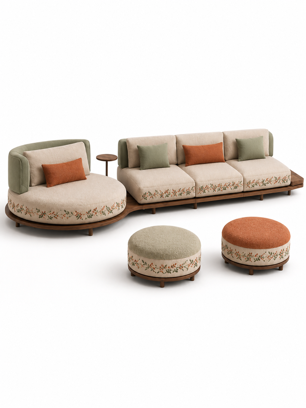 The Florenza Sofa Set — Luxury Modular Solid Teak Wood Living Room Sofa