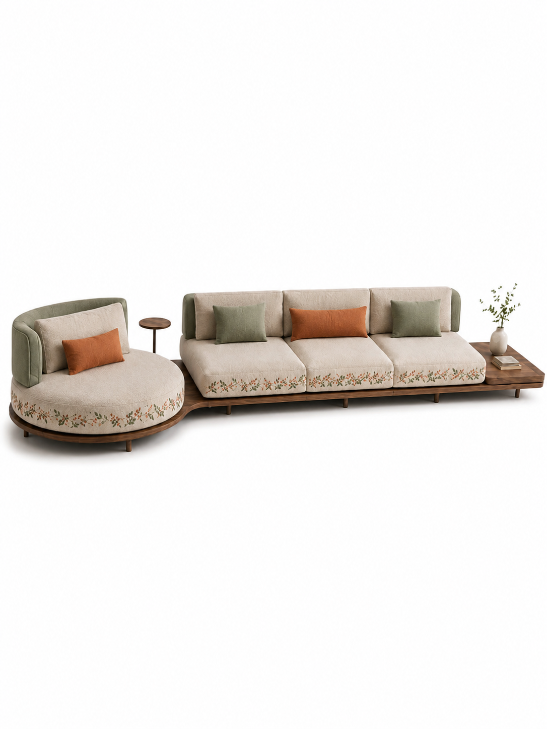 The Florenza Sofa Set — Luxury Modular Solid Teak Wood Living Room Sofa