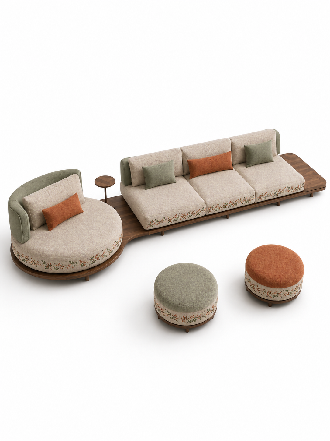 The Florenza Sofa Set — Luxury Modular Solid Teak Wood Living Room Sofa