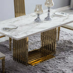 Courtly Premium Rectangular Marble Top Dining Table with Seater