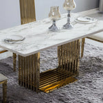 Courtly Premium Rectangular Marble Top Dining Table with Seater