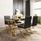 Grandeur Rectangular dining table made of tempered glass with a sleek black finish measuring 1400mm.