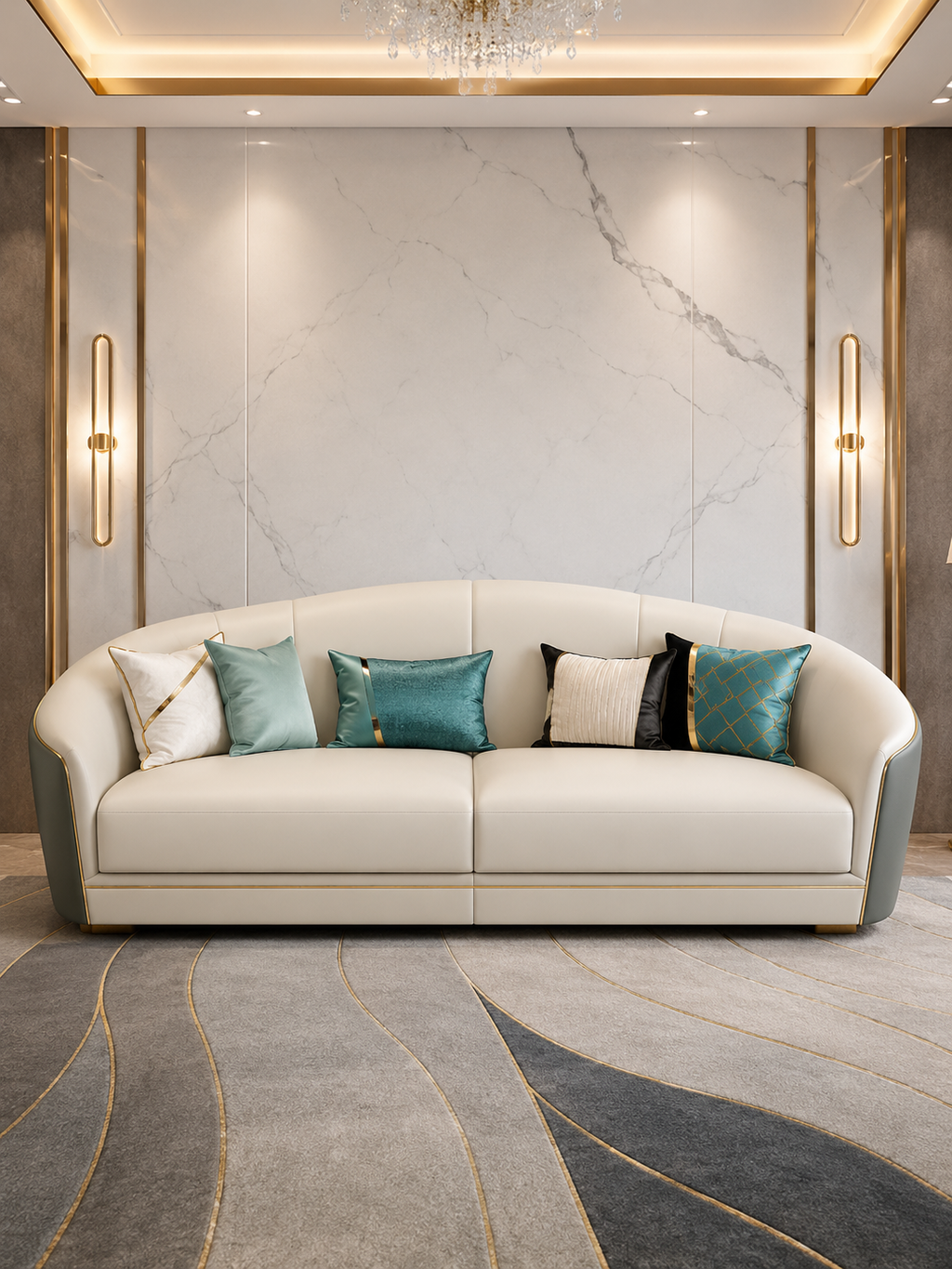 Prada Modern 3-Piece Set White Faux Leather Sofa Set