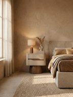 The Verano Side Table — Modern Pedestal Nightstand with Dual Drawer Storage