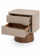 The Verano Side Table — Modern Pedestal Nightstand with Dual Drawer Storage