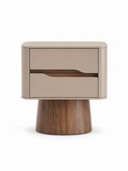The Verano Side Table — Modern Pedestal Nightstand with Dual Drawer Storage