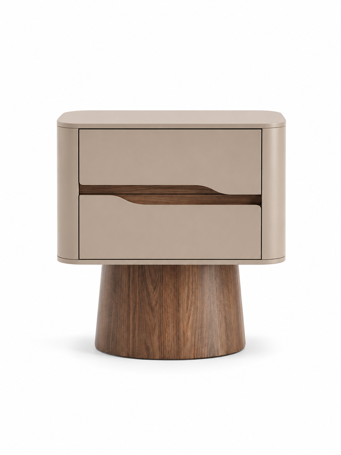 The Verano Side Table — Modern Pedestal Nightstand with Dual Drawer Storage