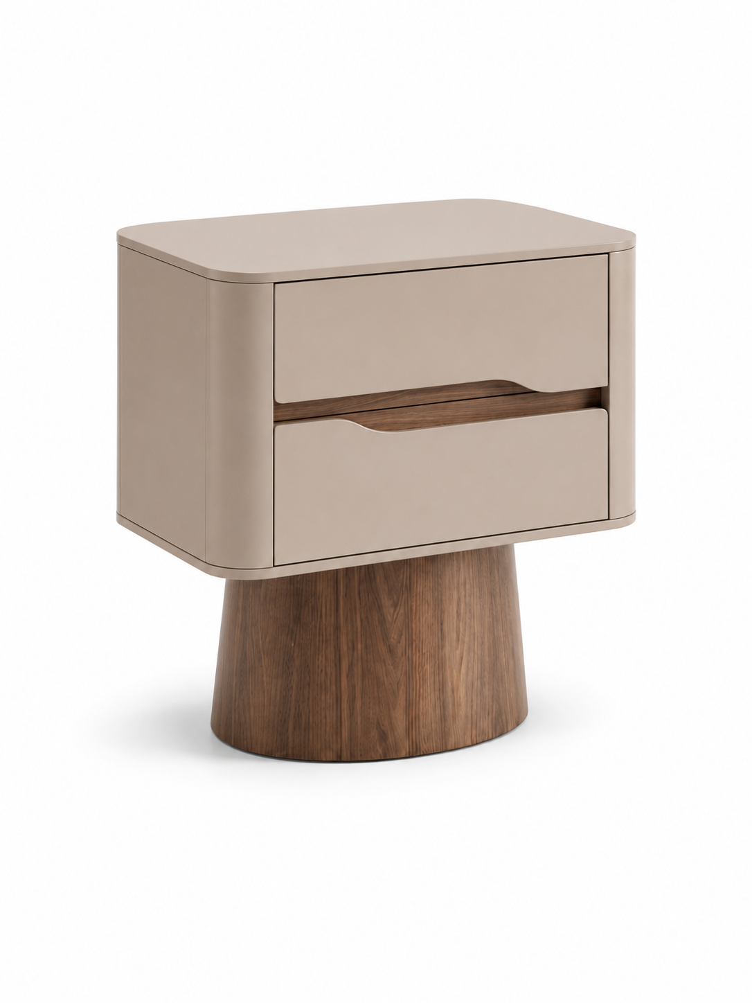 The Verano Side Table — Modern Pedestal Nightstand with Dual Drawer Storage
