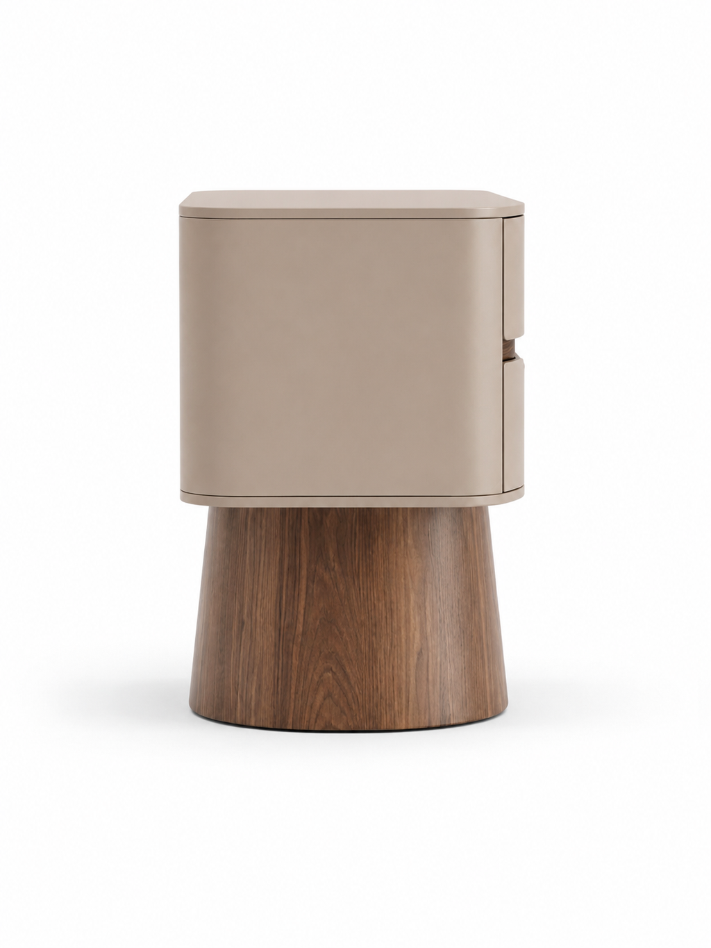 The Verano Side Table — Modern Pedestal Nightstand with Dual Drawer Storage
