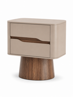 The Verano Side Table — Modern Pedestal Nightstand with Dual Drawer Storage
