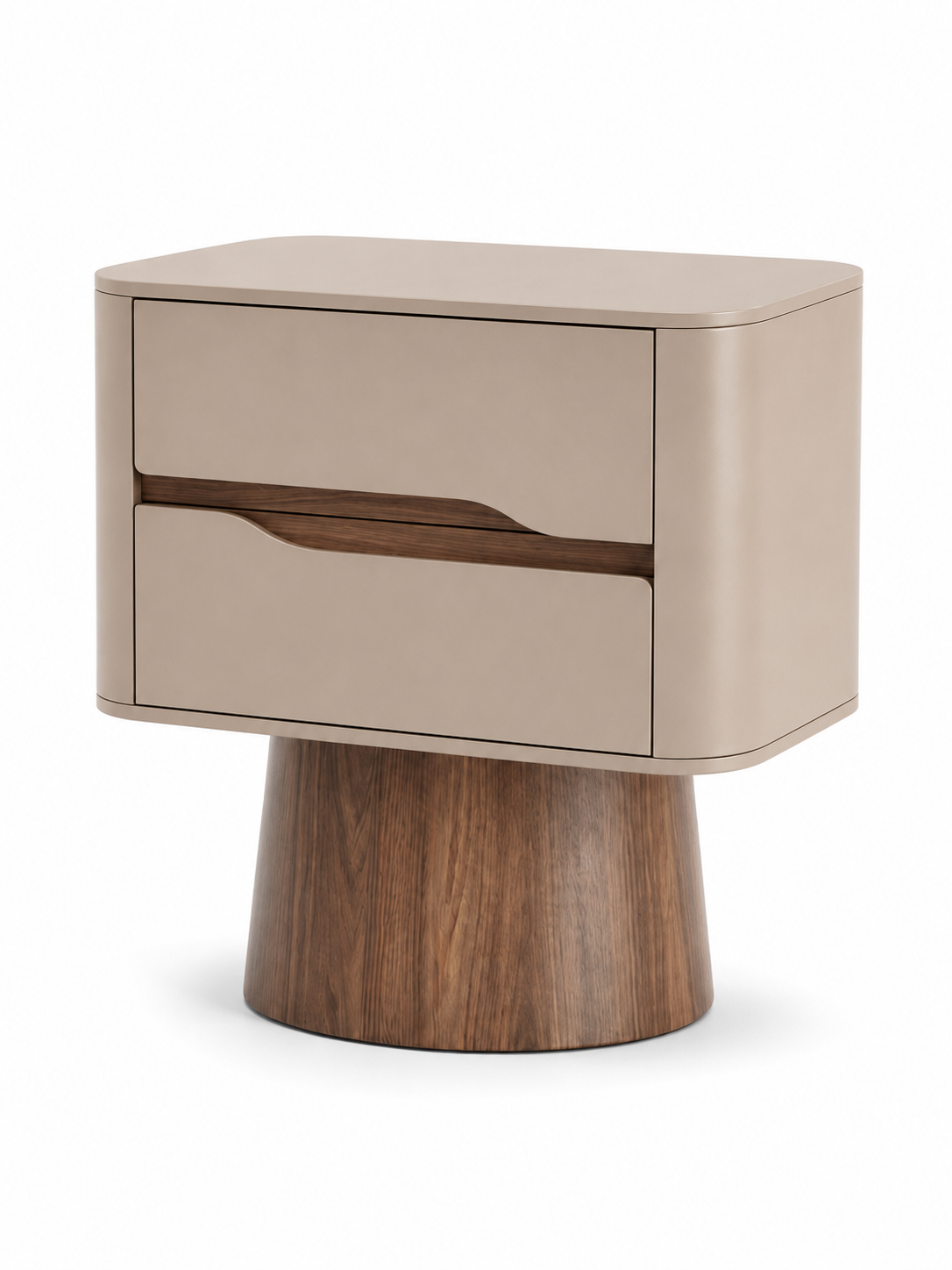 The Verano Side Table — Modern Pedestal Nightstand with Dual Drawer Storage