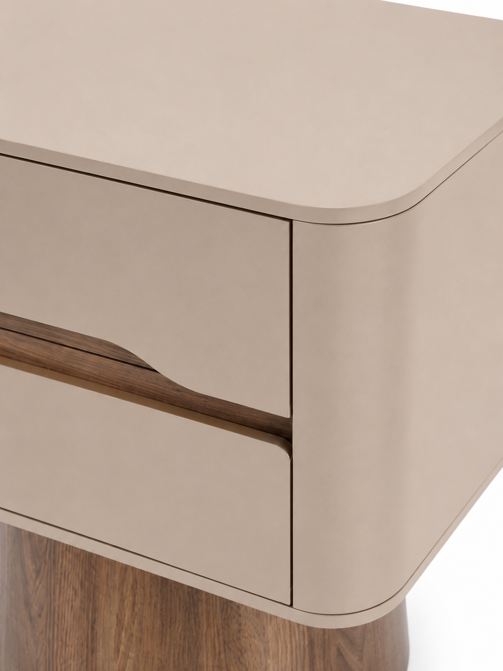 The Verano Side Table — Modern Pedestal Nightstand with Dual Drawer Storage