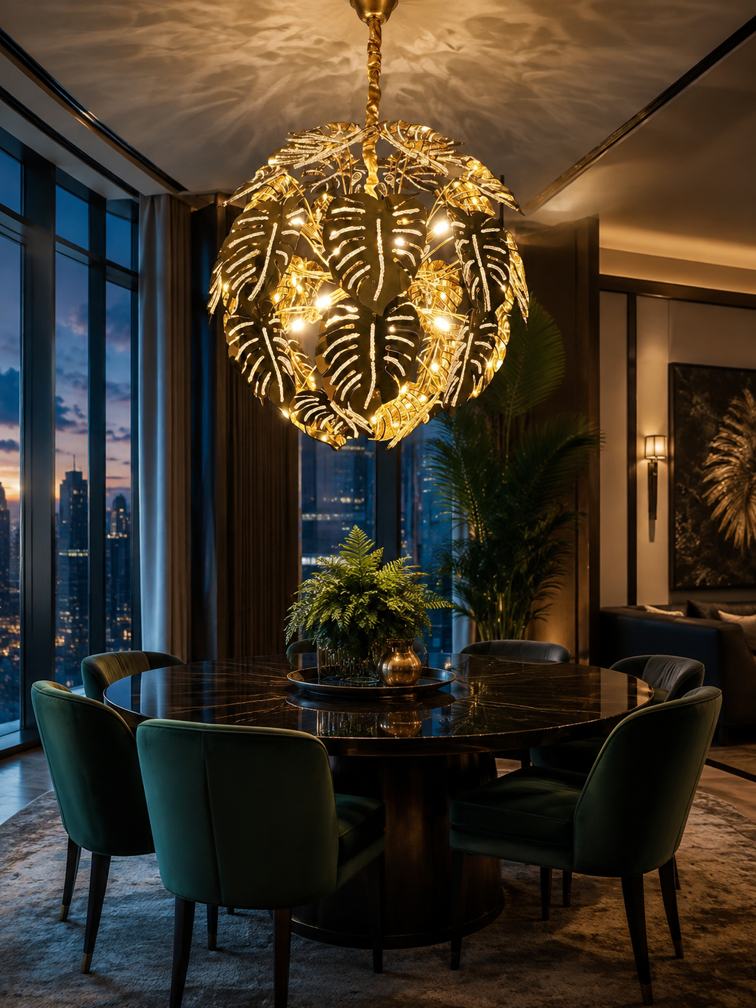 The Jivara Bloom — Luxury Gold Botanical Leaf Chandelier