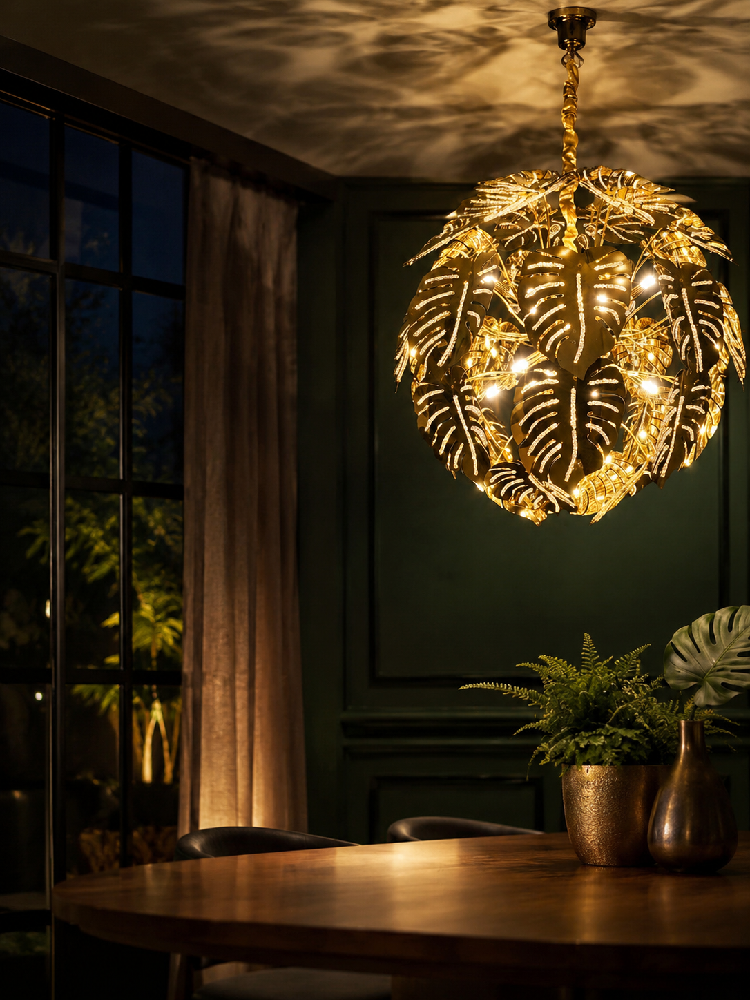 The Jivara Bloom — Luxury Gold Botanical Leaf Chandelier