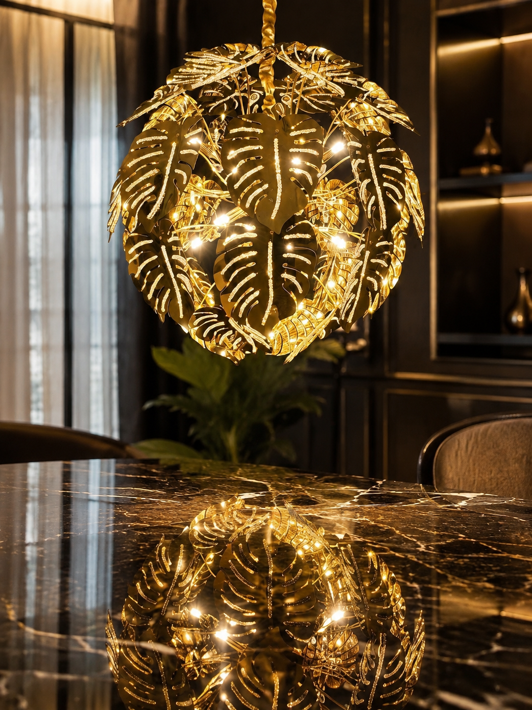 The Jivara Bloom — Luxury Gold Botanical Leaf Chandelier