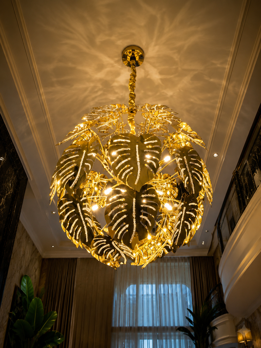 The Jivara Bloom — Luxury Gold Botanical Leaf Chandelier