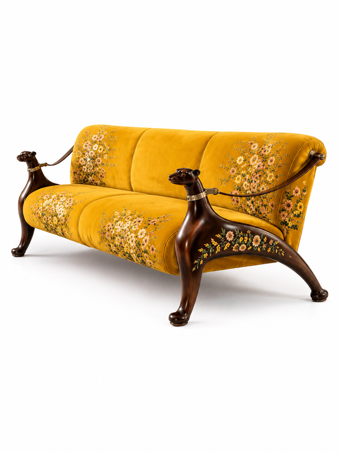 The Zarelle Sofa — Luxury Carved Solid Teak Wood 3 Seater Sofa
