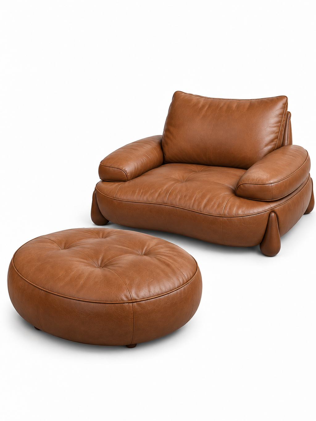 The Orvane Sofa — Luxury Sculpted Tan Leather 7 Seater Sofa