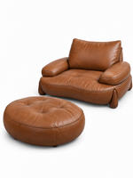 The Orvane Sofa — Luxury Sculpted Tan Leather 7 Seater Sofa