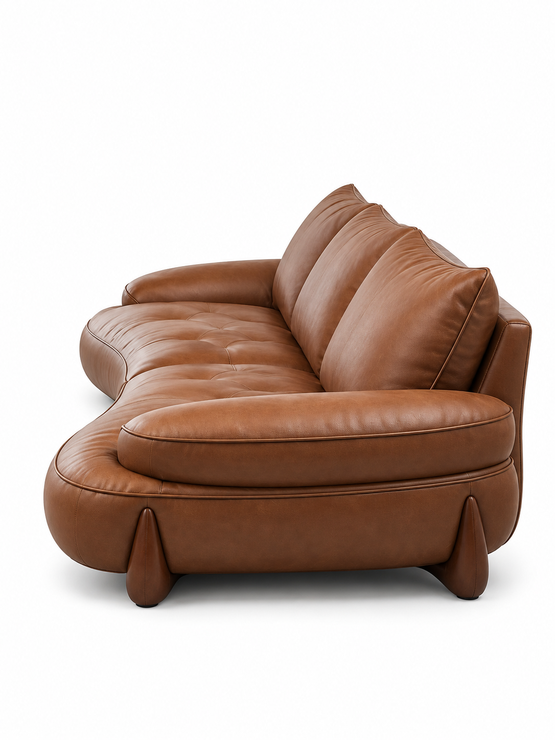 The Orvane Sofa — Luxury Sculpted Tan Leather 7 Seater Sofa