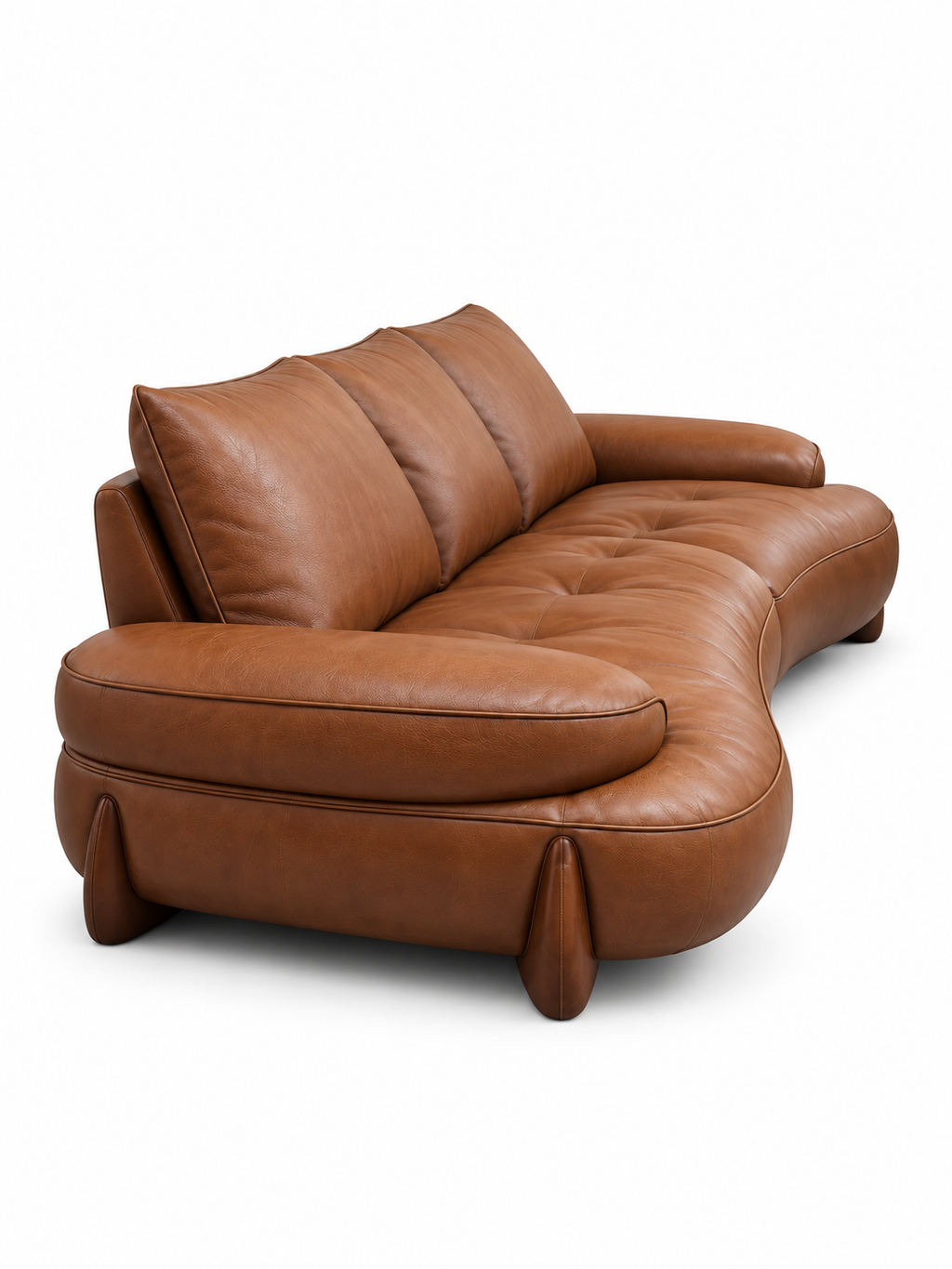 The Orvane Sofa — Luxury Sculpted Tan Leather 7 Seater Sofa