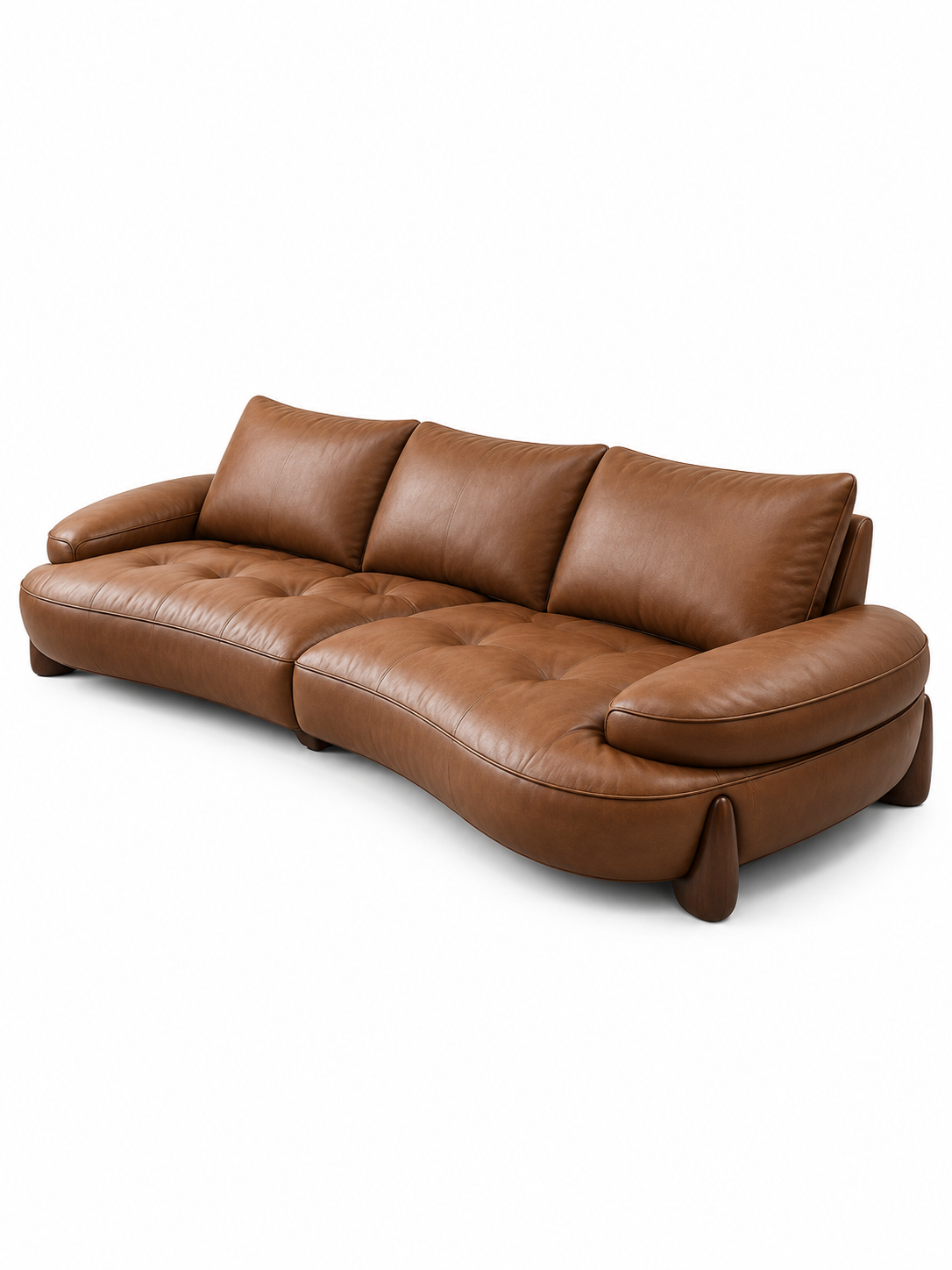 The Orvane Sofa — Luxury Sculpted Tan Leather 7 Seater Sofa